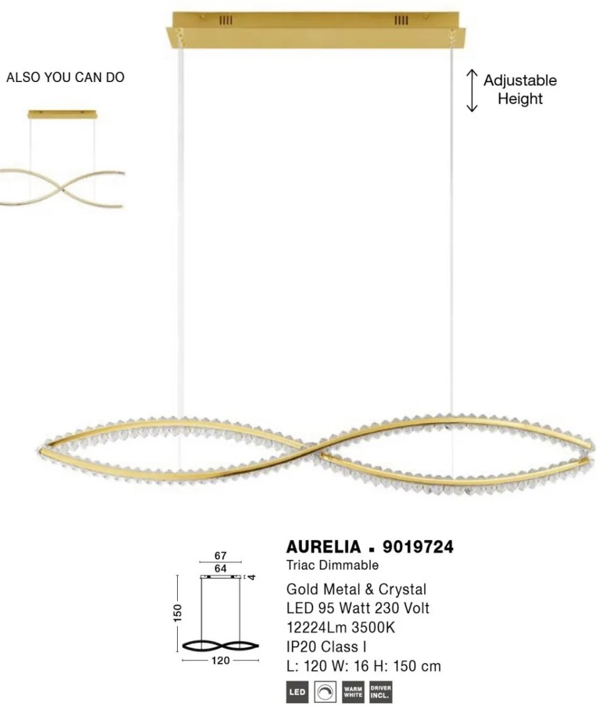 Lustra LED suspendata design elegant AURELIA 95W aurie