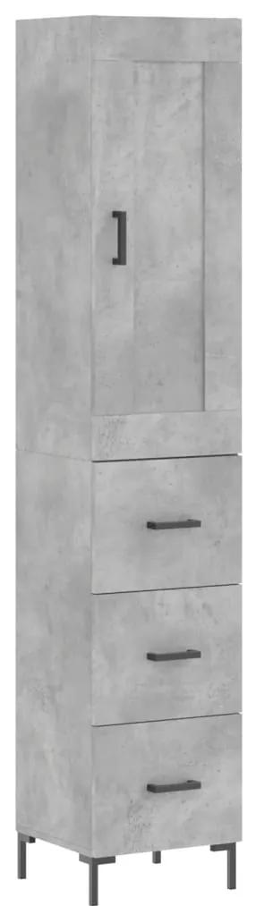 3200197 vidaXL Dulap înalt, gri beton, 34,5x34x180 cm, lemn prelucrat
