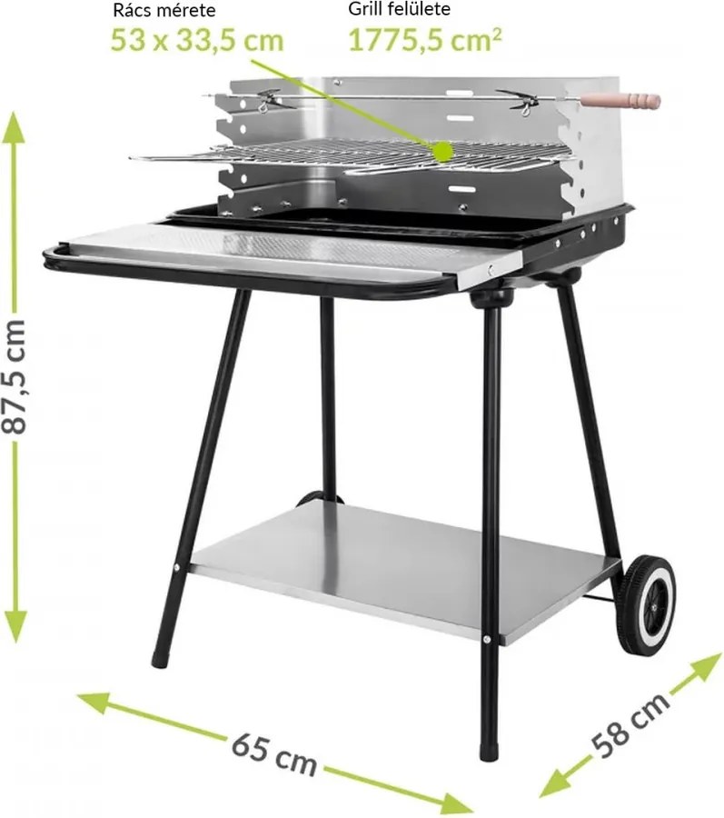 Grătar cu cărbune MIR404, pătrat
