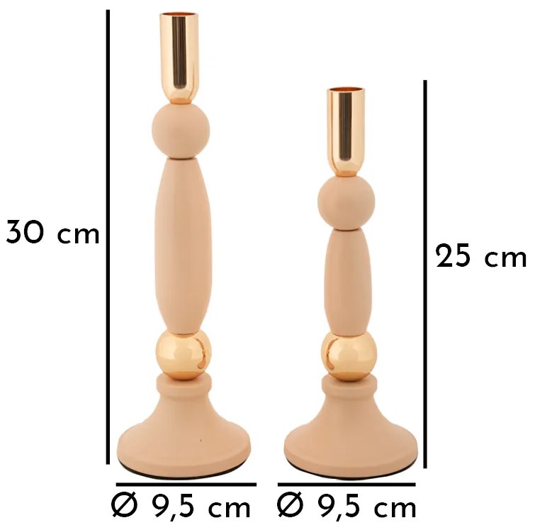 Mauro Ferretti Set Suport Lumanare Strek Roz 2 Bucati Cm Ø9,5X25-9,5X28 | Aosom Romania