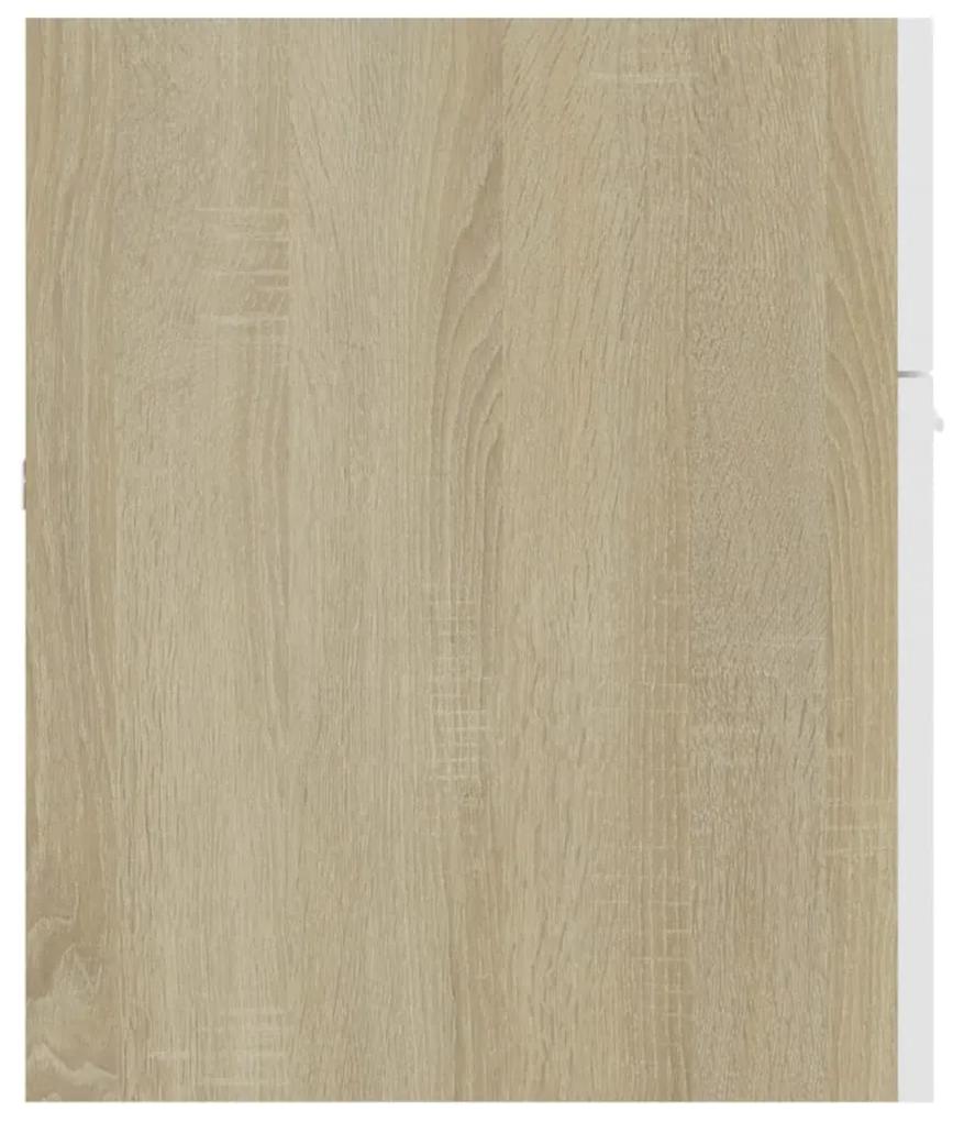Dulap de chiuveta, alb si stejar Sonoma, 100x38,5x46 cm, PAL alb si stejar sonoma, Dulap pentru chiuveta, 1