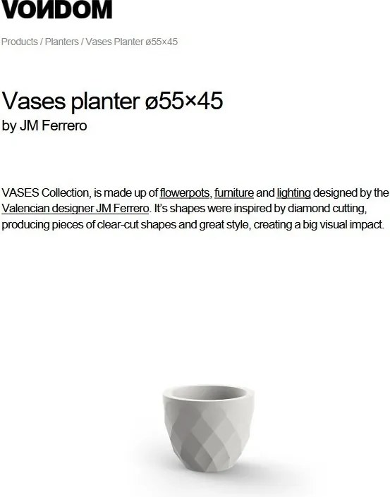 Ghiveci plante, flori design decorativ modern pentru amenajari interioare si exterioare, VASES PLANTER 47055R Vondom