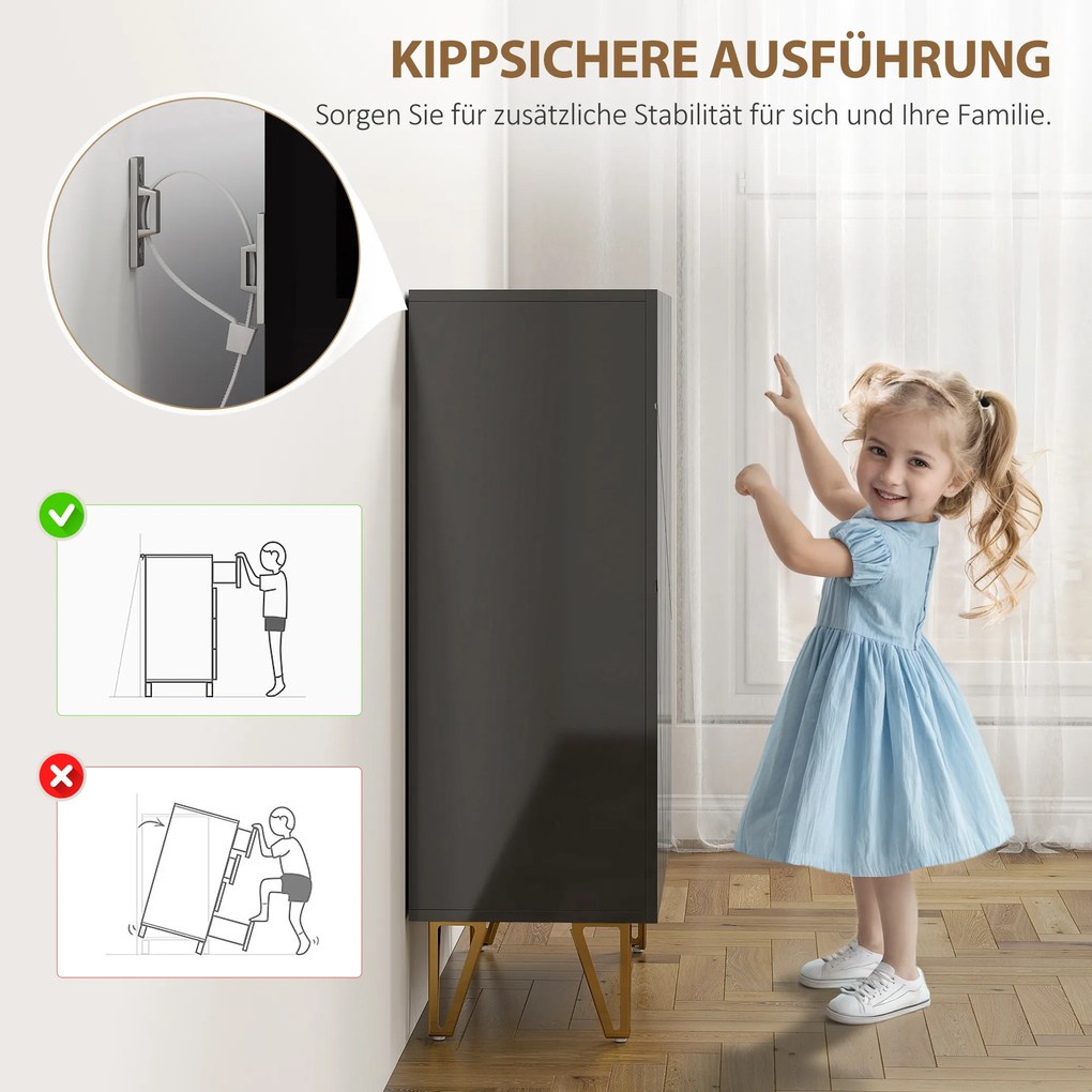 HOMCOM Dulap pentru pantofi cu 2 uși, raft pentru pantofi, depozitare pentru pantofi cu 3 rafturi reglabile 72 x 31,5 x 95 cm, Negru | Aosom Romania