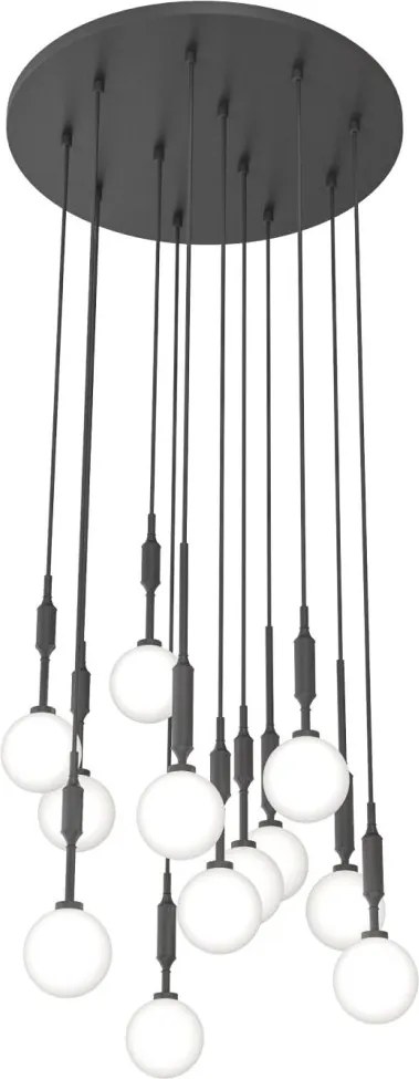 Lustra cu 12 pendule pentru tavane inalte, hol, casa scarii Ero XII neagra 60