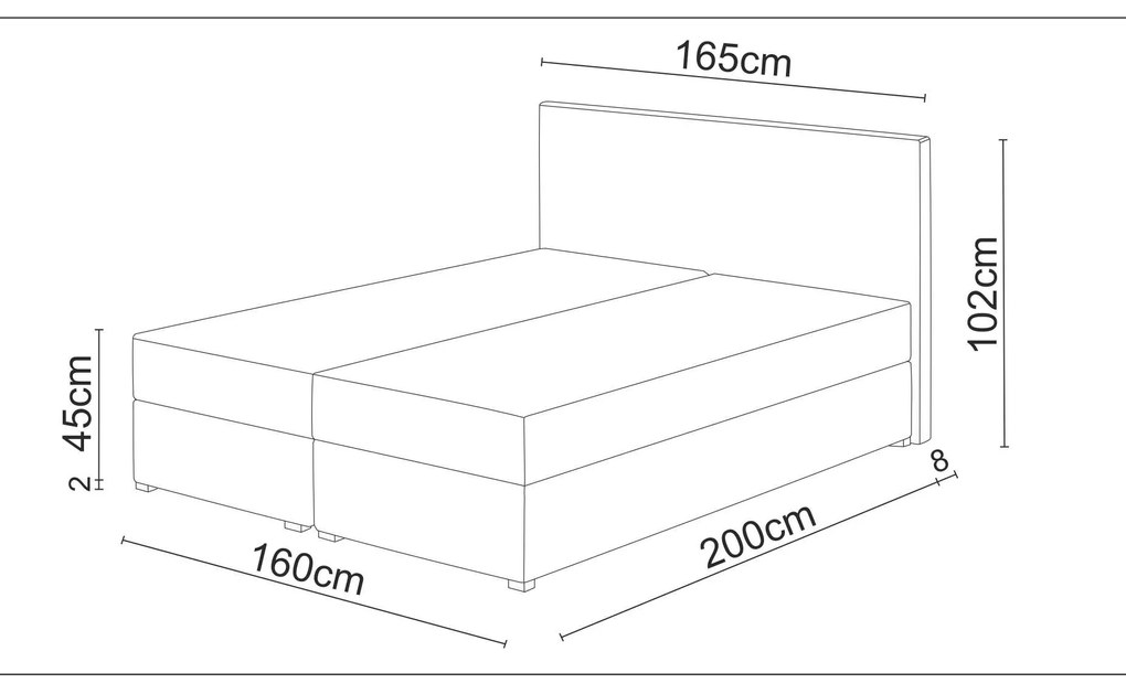 Pat matrimonial Boxspring 140 cm Fade 1 (gri deschis) ( cu saltea și sp. depozitare). 1046472