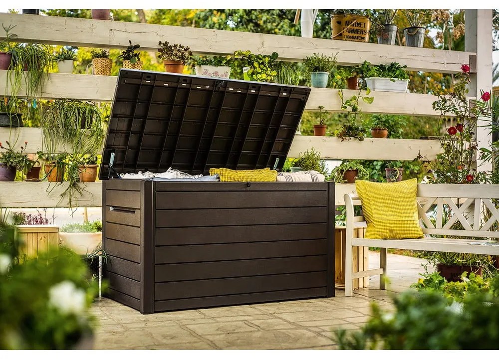 Cutie de depozitare pentru grădină maro din plastic Ontario – Keter