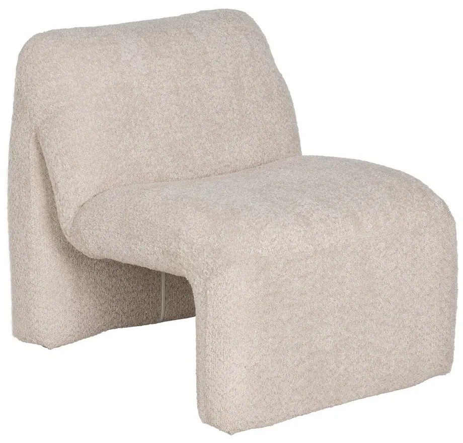 Fotoliu bej cu tapițerie din țesătură bouclé – Ixia