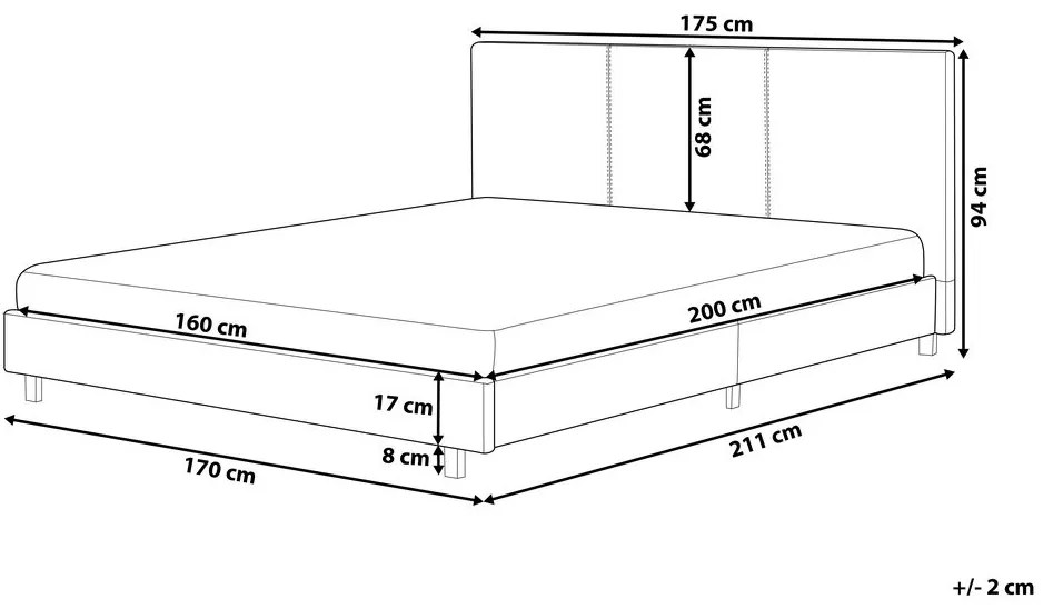 Pat matrimonial 160 cm ALVIA (cu somieră) (gri). Promo -27%. 1007081