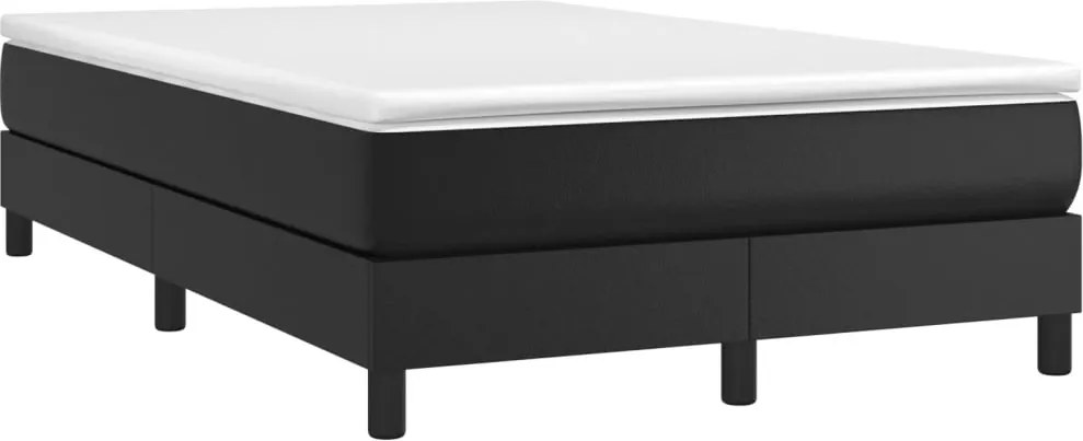 vidaXL Pat box spring cu saltea, negru, 120x190 cm, piele ecologică
