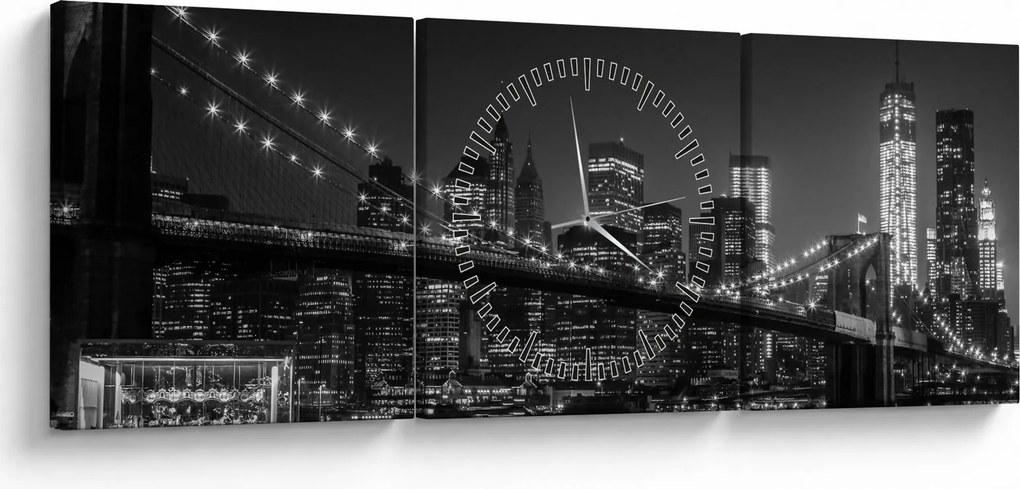 Tablou cu podul Brooklin în New York (cu ceas) (90x30 cm)