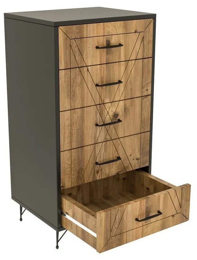 Comodă Planet Anthracite and Oak