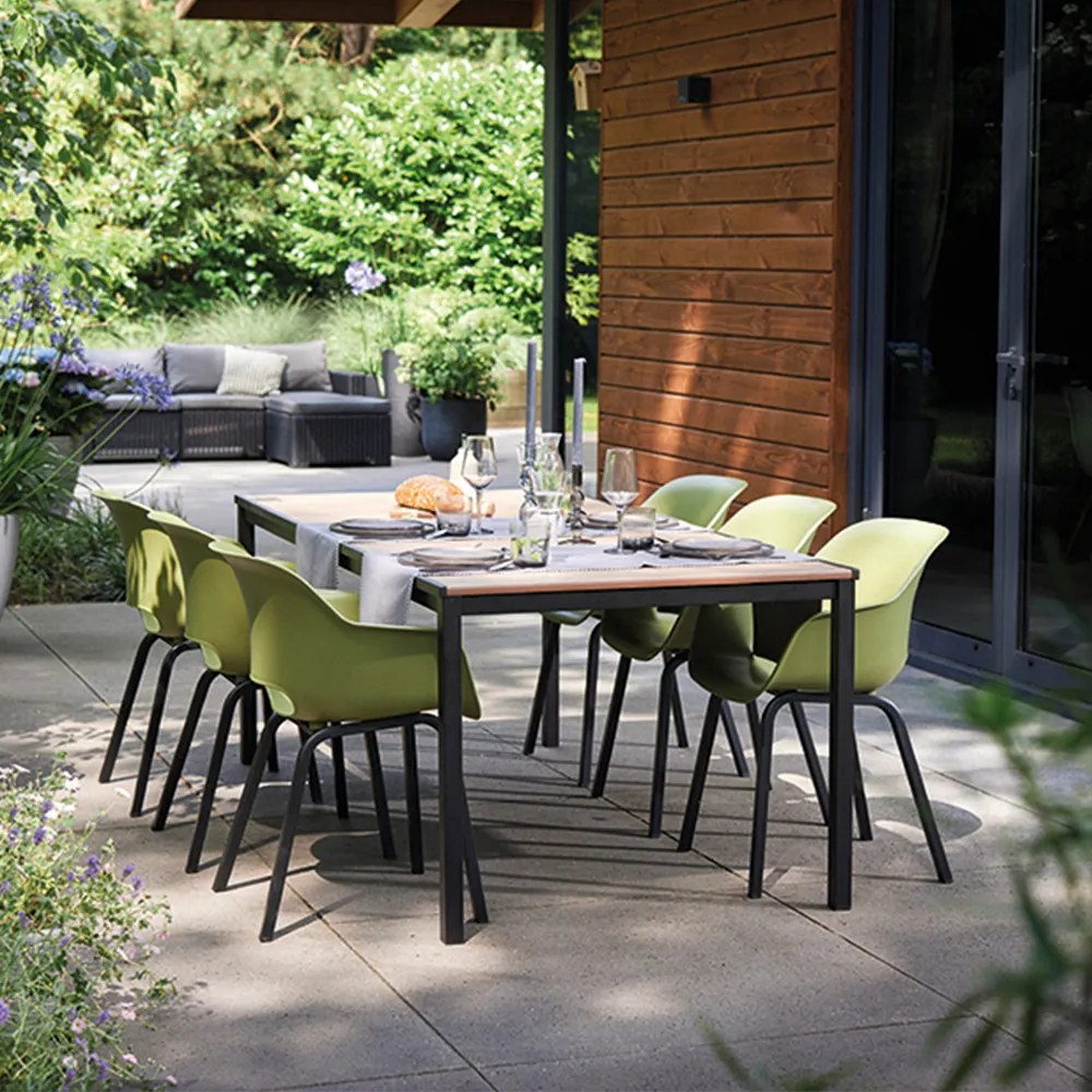 Masă de grădină din plastic Porto 200, lemn de frasin