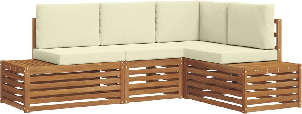 vidaXL Set de canapele de exterior cu pernă 4 Bucată Natural și Crem