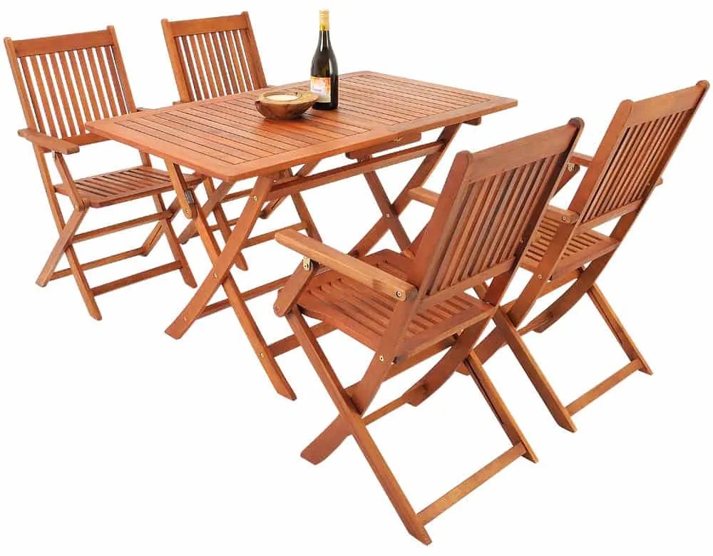 Casaria Set de mobilier SYDNEY, 5 piese, lemn natural