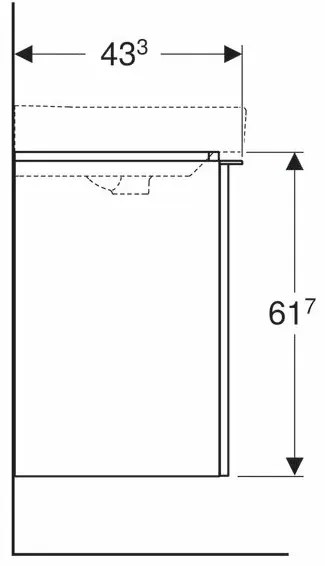 Dulap baza pentru lavoar suspendat Geberit Smyle Square alb 1 usa opritor dreapta 54 cm