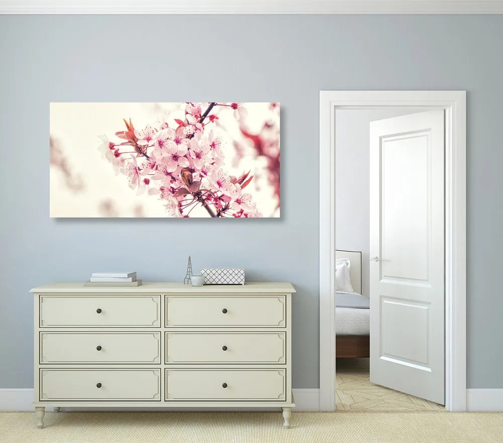 Tablou flori de cireșe roz