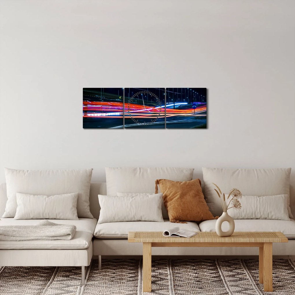 Tabloul orașului nocturn (cu ceas) (90x30 cm)