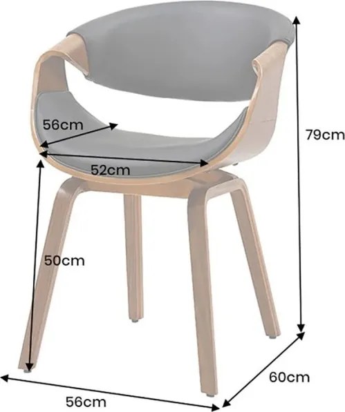 Scaun retro imitatie piele neagra, lemn furniruit ORGANIC