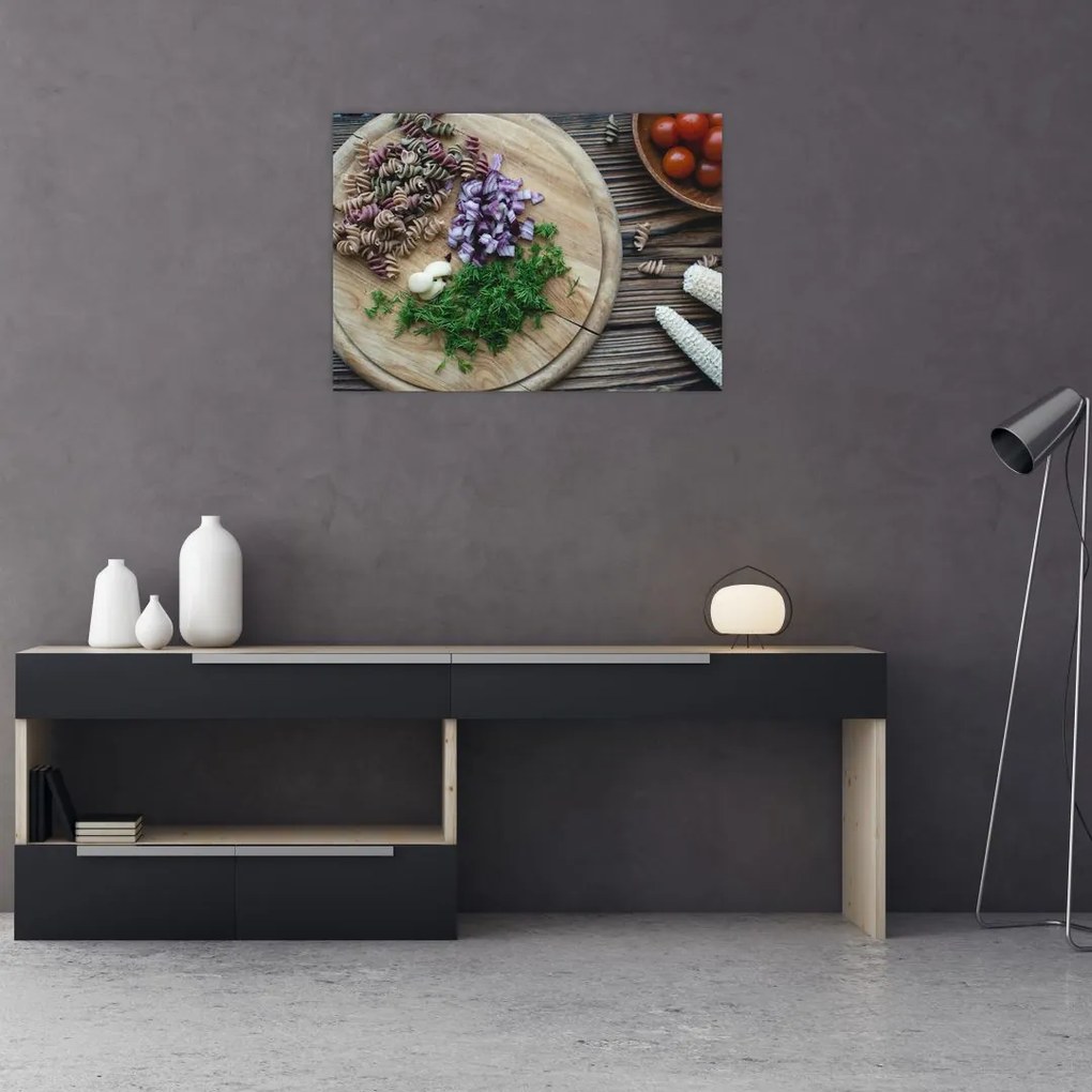 Tablou pe sticlă - Din tocătorul bucătăriei (70x50 cm)