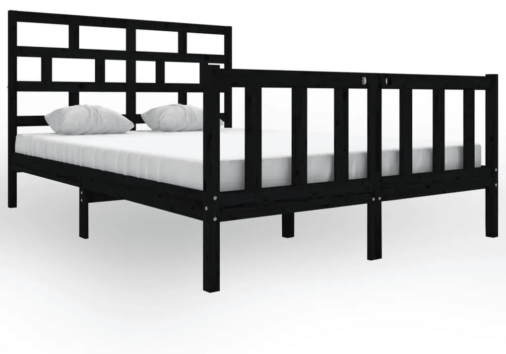 3101352 vidaXL Cadru pat, negru, 140x200 cm, lemn masiv de pin