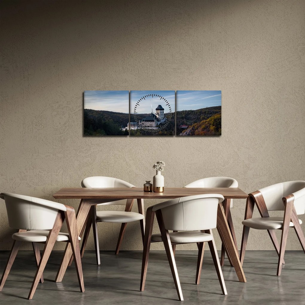 Tablou cu Karlstejn (cu ceas) (90x30 cm)
