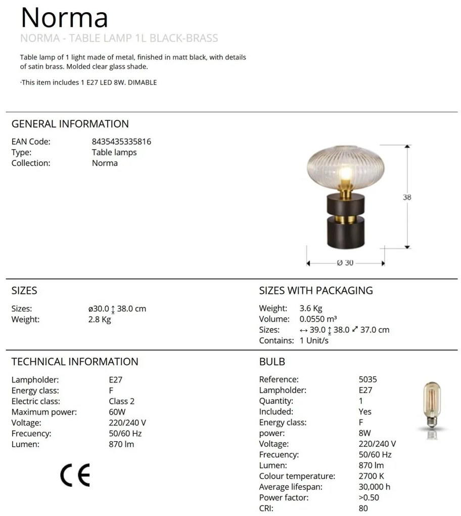 Veioza/Lampa de masa design modern Norma