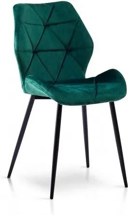Scaun tapitat cu stofa, cu picioare metalice Napoli Verde / Negru, l49xA55xH84 cm