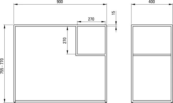 Correo Consolă de baie de sine stătătoare, modular - 90x40 cm CKC_N90A