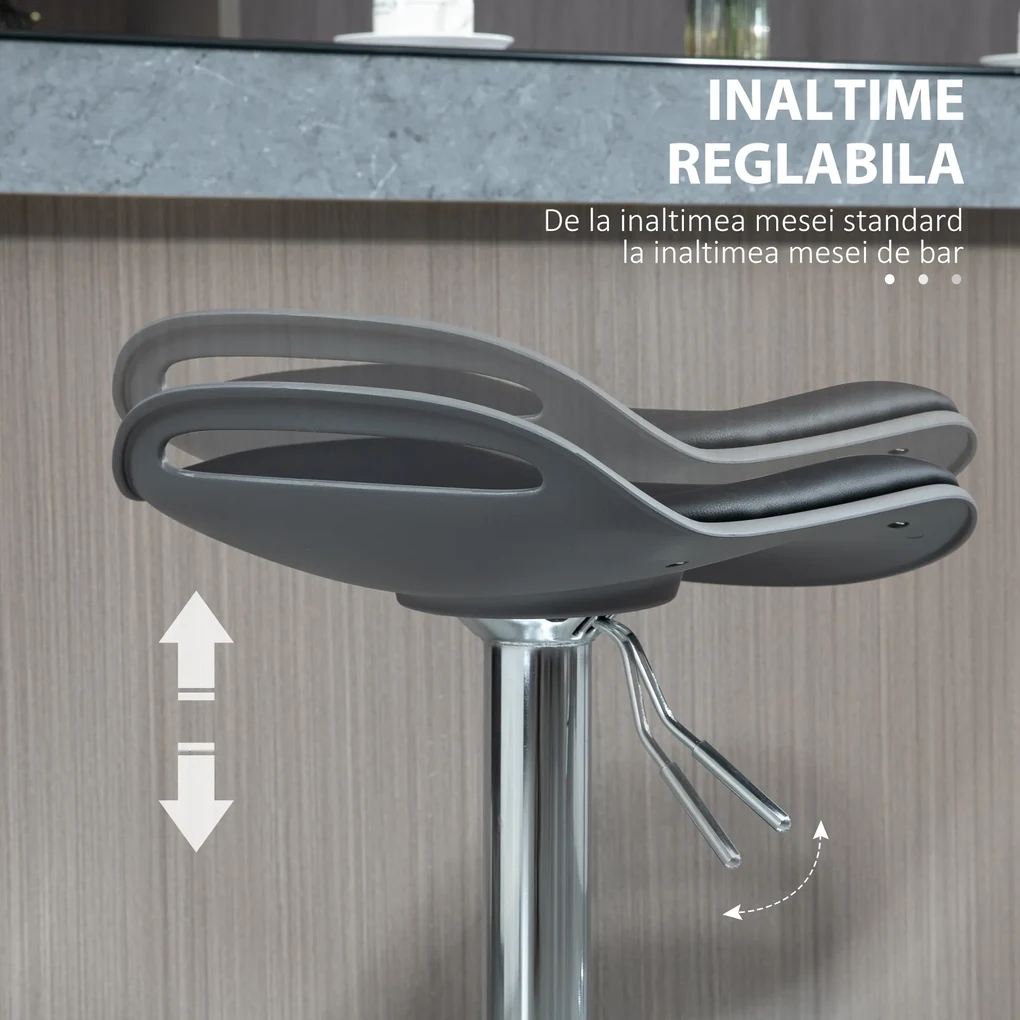 HOMCOM Set de 2 Scaune de Bar cu Înălțime Reglabilă și Suport pentru Picioare, 39x41x68-88 cm, Negru | Aosom Romania