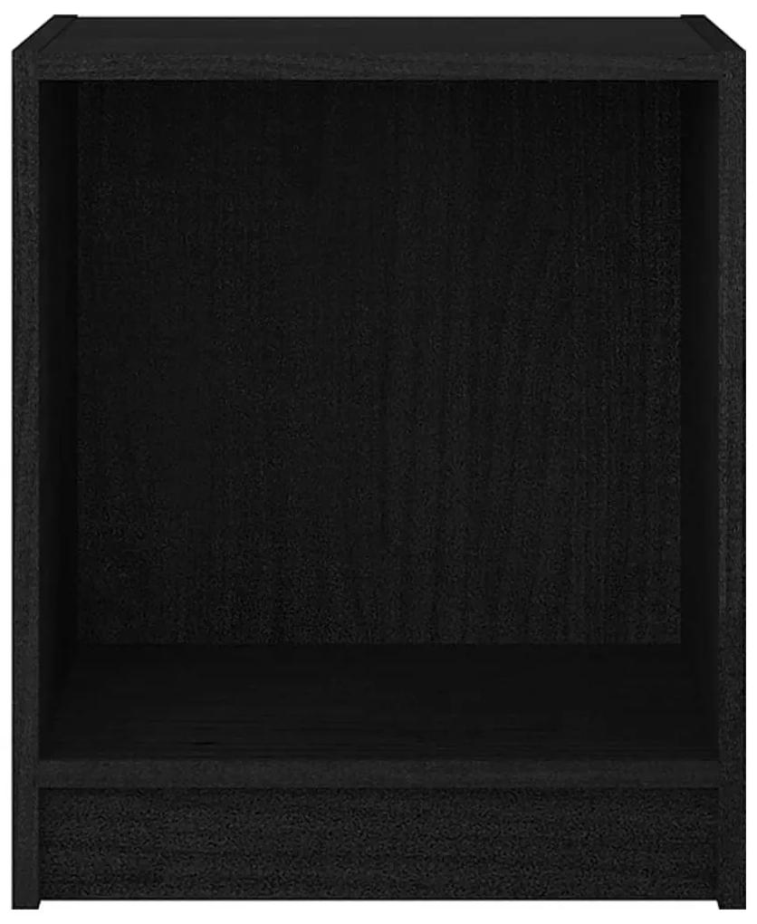 Noptiere, 2 buc., negru, 35,5x33,5x41,5 cm, lemn masiv de pin 2, Negru