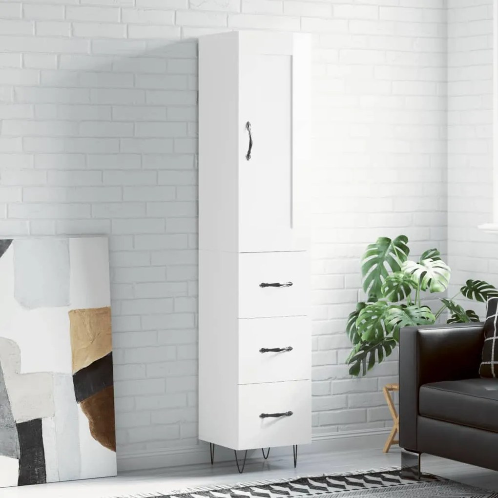 vidaXL Dulap înalt, alb extralucios, 34,5x34x180 cm, lemn prelucrat