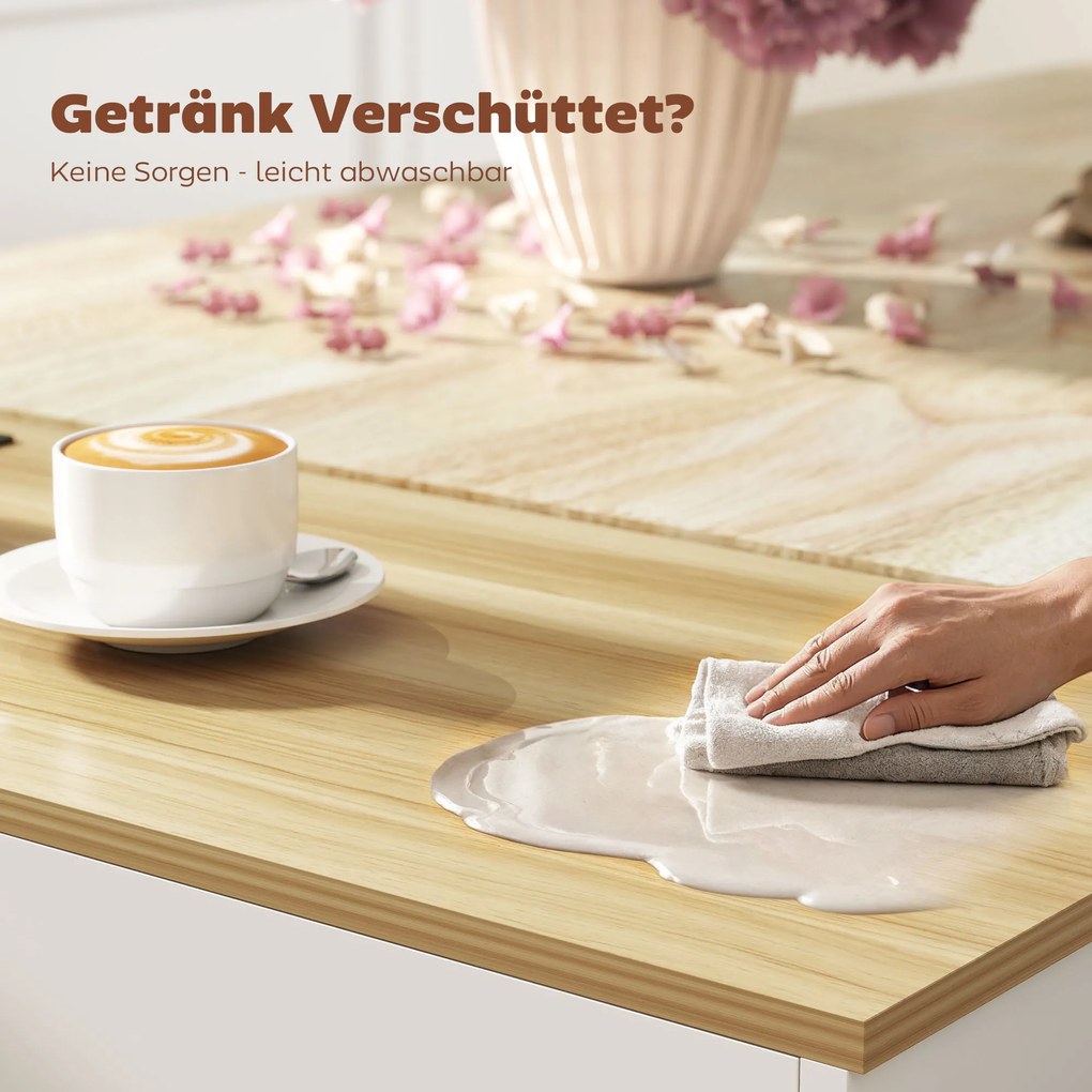 HOMCOM Insulă de bucătărie, cărucior pe roți, cu blat pliant, sertar, raft, 120 x 68 x 85 cm, Alb | Aosom Romania