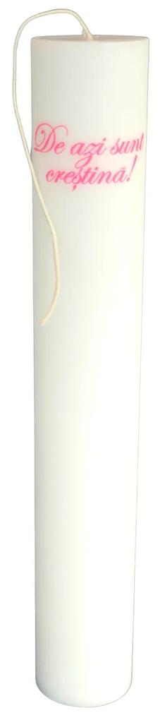Lumanare Botez Fete cu mesaj 4,5 cm, 60 cm