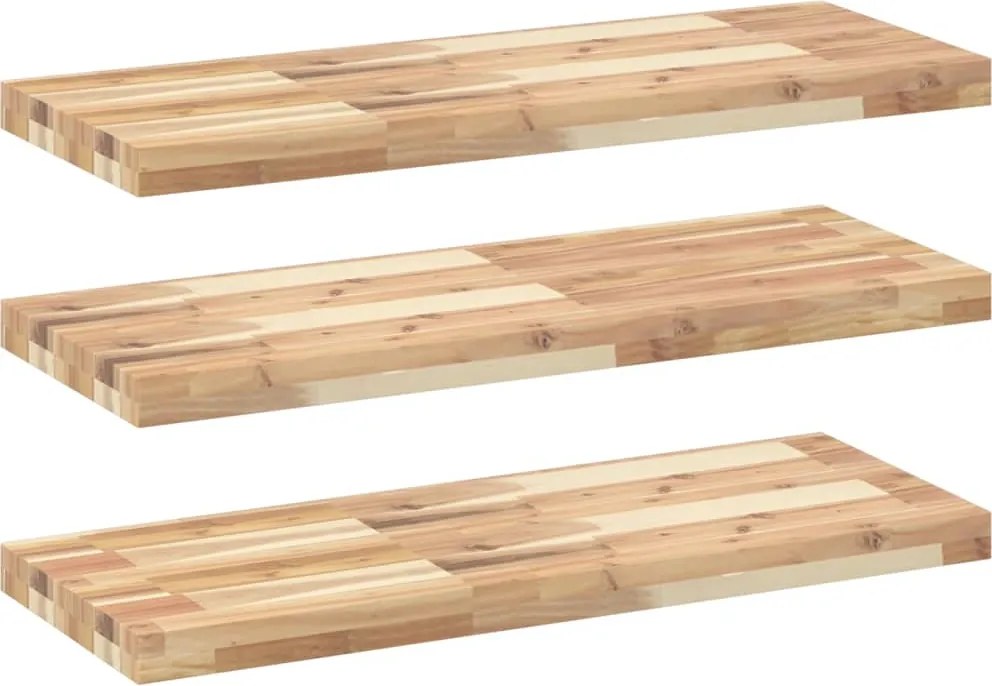 vidaXL Rafturi suspendate 3 buc. 80x30x4 cm lemn masiv acacia netratat