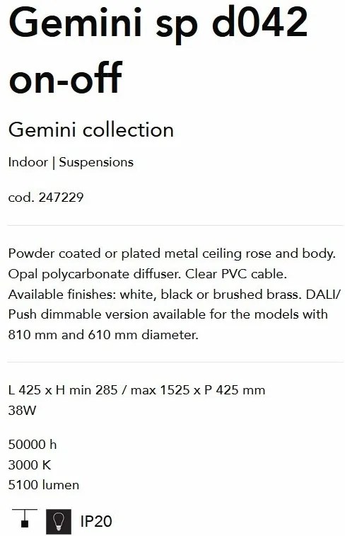 Lustra LED suspendata design circular GEMINI SP D042 BIANCO