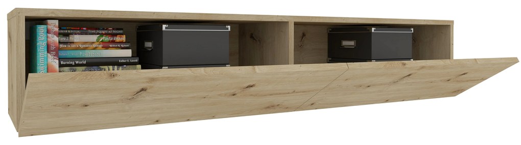 Comoda TV Isla, 2 Usi, Stejar Artisan, 135 x 28 x 25 cm