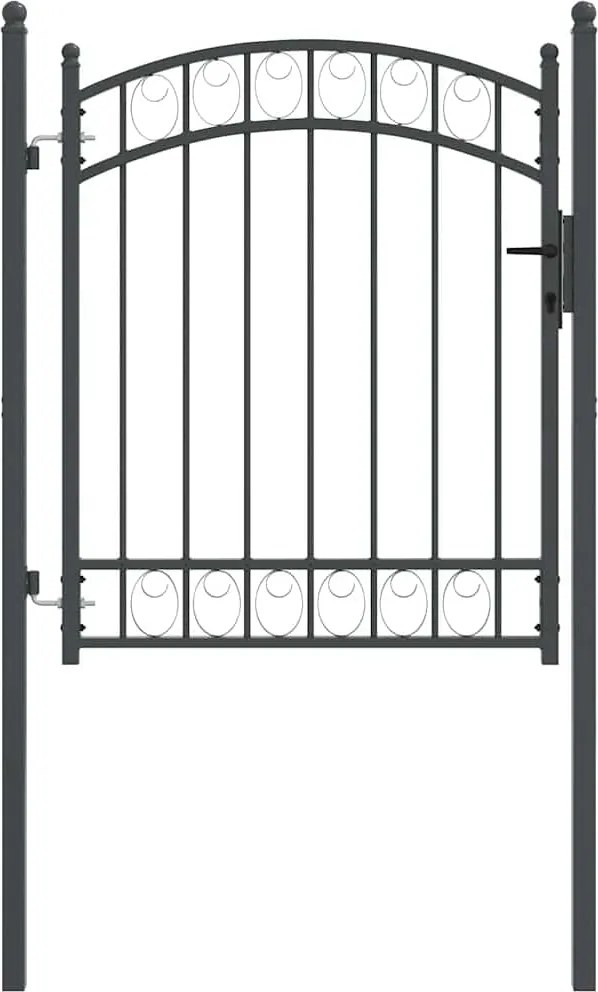 vidaXL Poartă de gard Gri 150 x 100 cm Oțel vopsit în pulbere