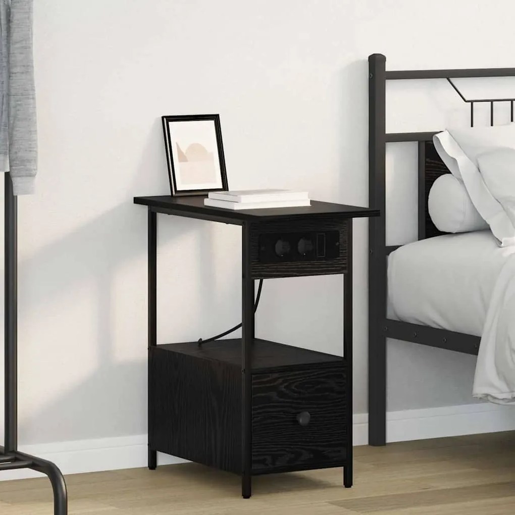 vidaXL Dulap de noapte Stejar negru 60 x 30 x 61 cm Lemn compozit
