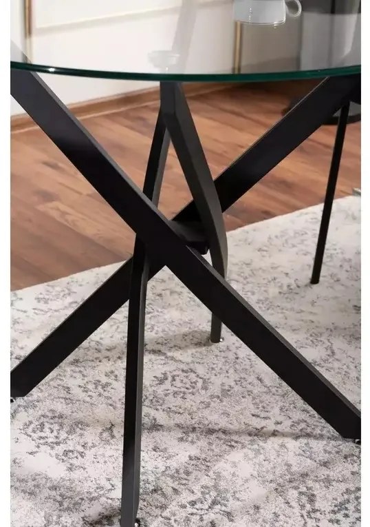 Masa rotunda Agis transparent/negru mat ø90/h72 cm