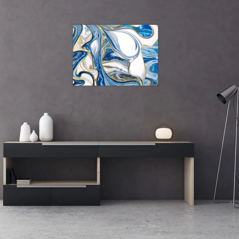 Tablou pe sticlă - Valuri de marmură (70x50 cm)