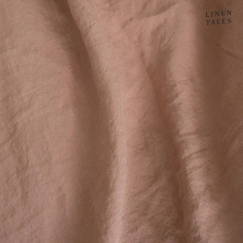 Față de pernă din in cu tiv plisat Linen Tales, 50 x 60 cm, maro teracotă