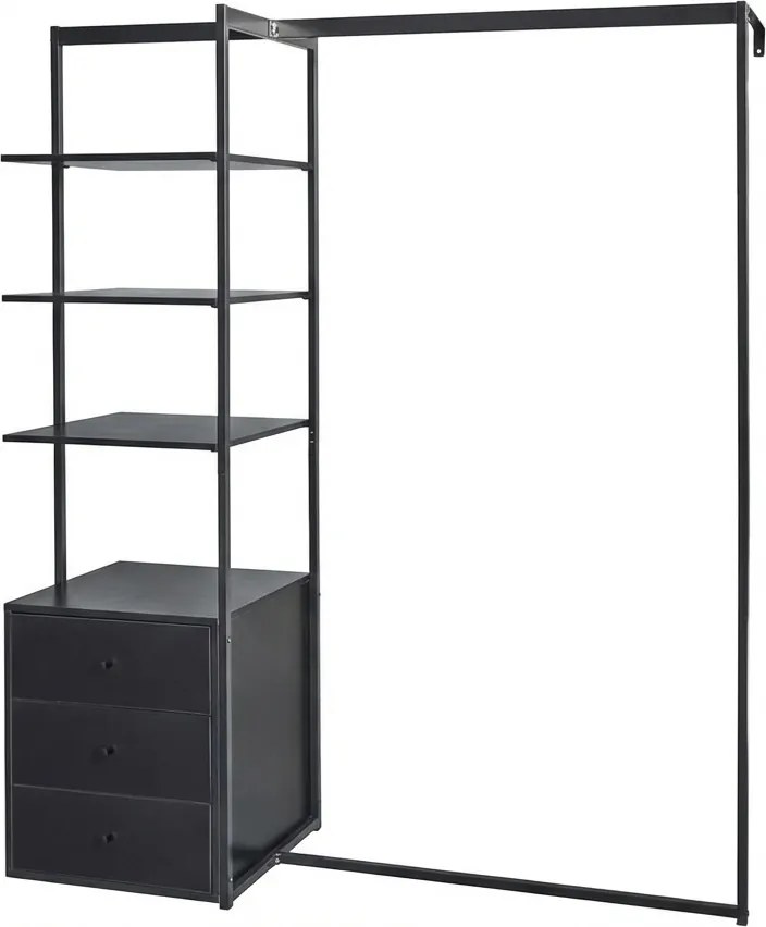 OFERTA Suport pentru haine cu raft ARDEO 150x180 cm, negru II. calitate