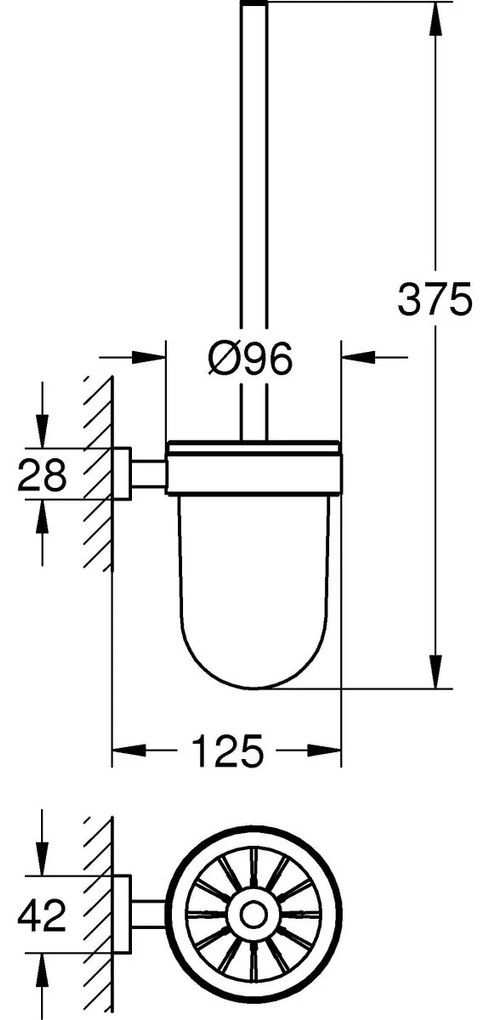 Grohe Essentials perie de toaleta insurubat Brushed Hard Graphite 40513AL1