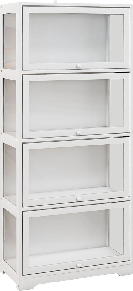 HOMCOM Vitrină Colecționari cu 4 Niveluri, Uși cu Balamale, Sistem Anti-Răsturnare, pentru Birou, Dormitor, 59 x 30 x 139 cm, Alb | Aosom Romania