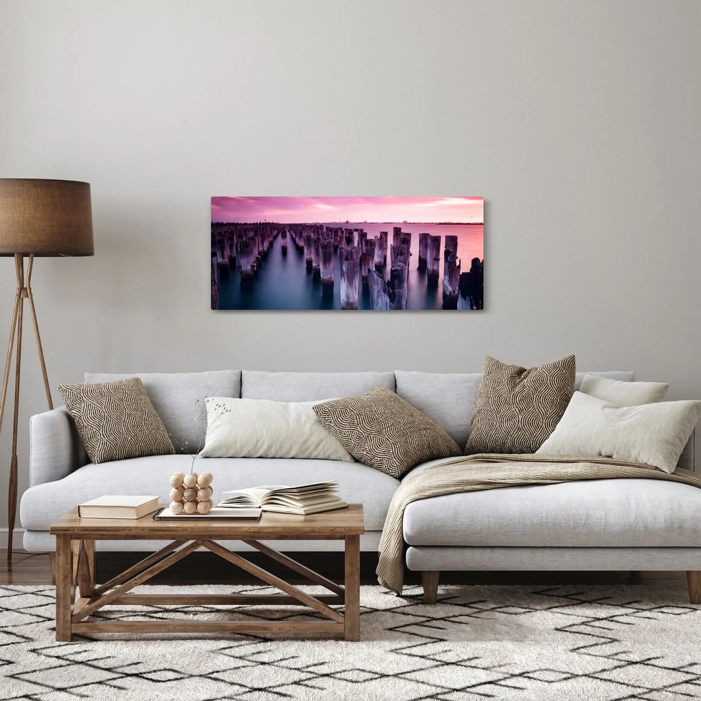Tablou cu pari din lemn (120x50 cm)