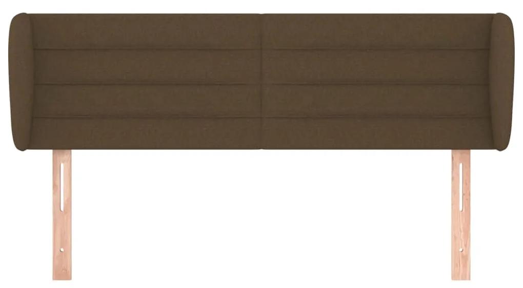 Tablie de pat cu aripioare maro inchis 147x23x78 88 cm textil 1, Maro inchis, 147 x 23 x 78 88 cm