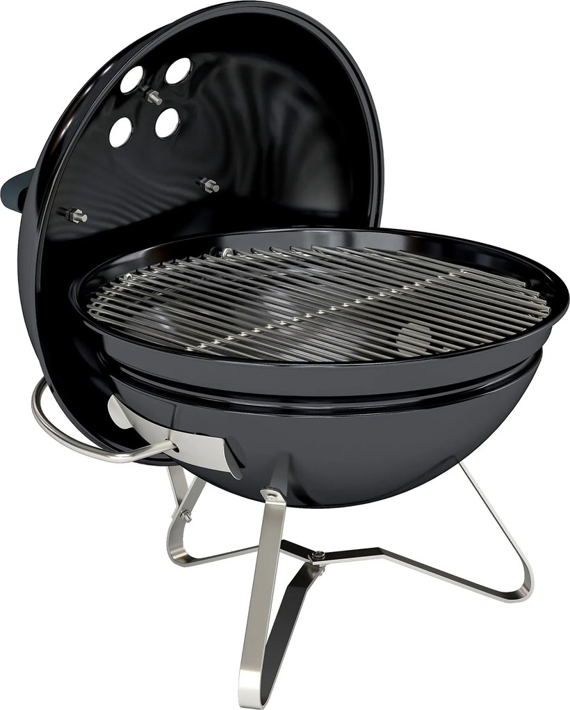 Outsunny Grătar pe cărbune Grătar rotund portabil cu mâner pentru capac fante de ventilație reglabile pentru barbecue 41x41x44 cm Negru | Aosom Romania