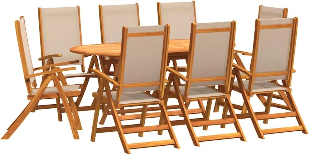 vidaXL Set mobilier de grădină, 9 piese, lemn masiv acacia/textilenă