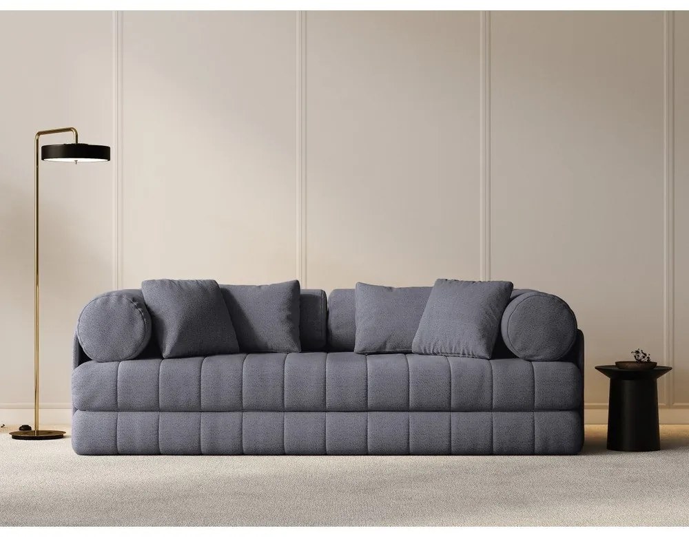 Canapea gri închis extensibilă cu tapițerie din țesătură bouclé 206 cm Kemi – Cosmopolitan Design