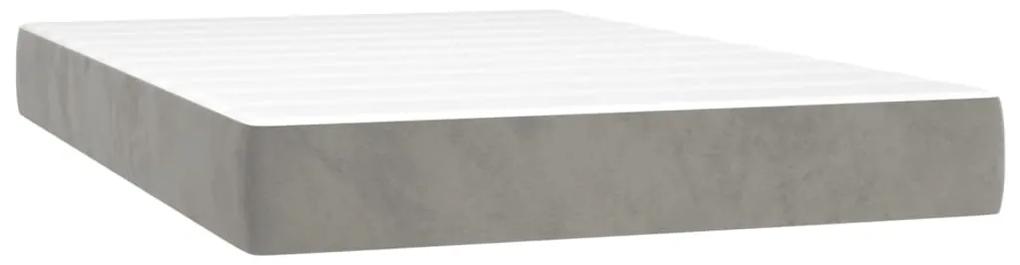 Pat box spring cu saltea, gri deschis, 120x200 cm, catifea Gri deschis, 120 x 200 cm, Design simplu